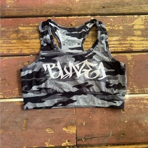 Blaze1 Black and Gray Camo Sports Bra